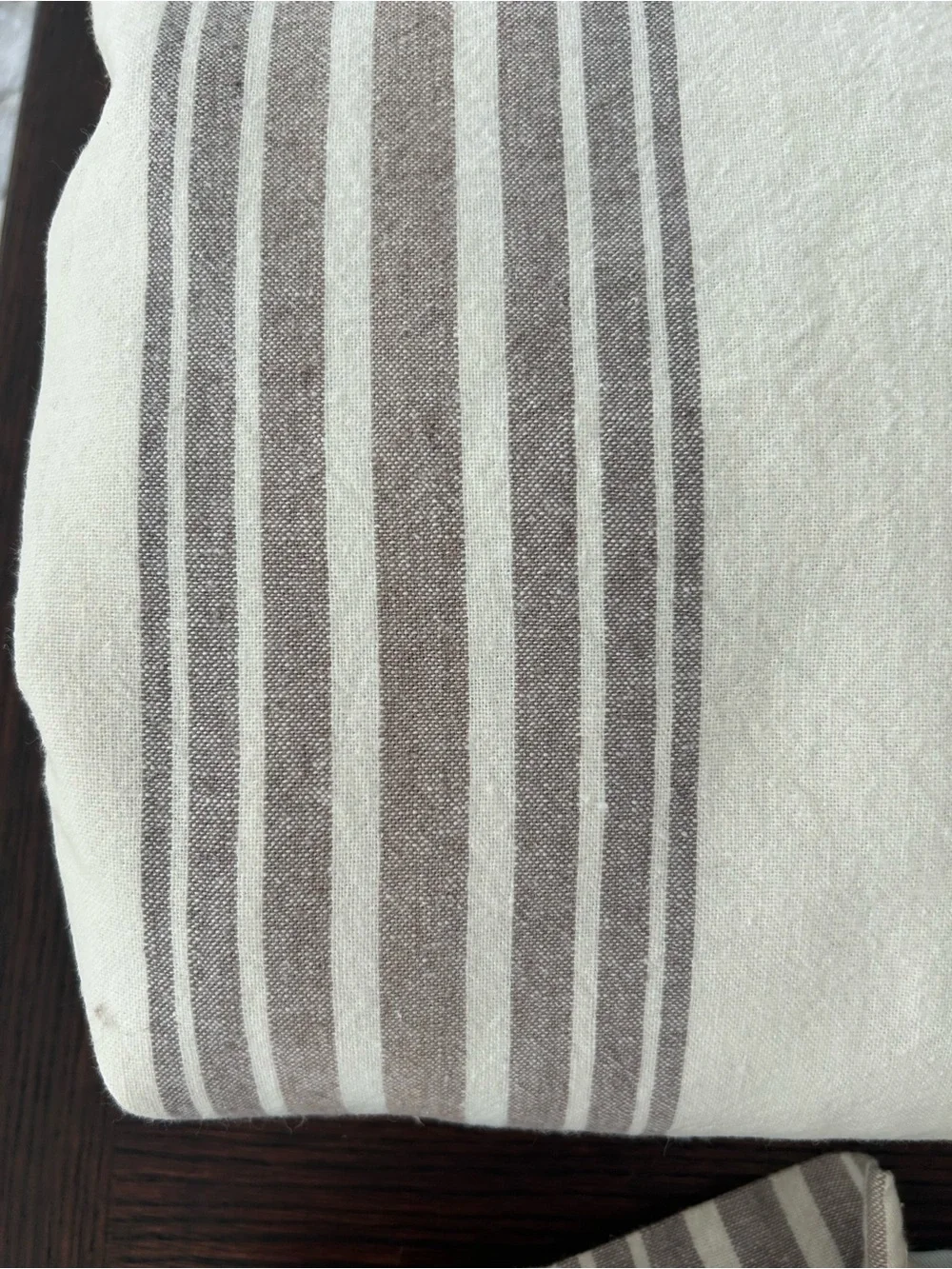 Pottery Barn Linen Blend Creamy White and Gray Striped Curtains (2) 50X80